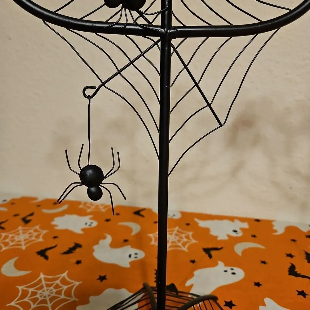 Set Of 2 Gothic Black Spider Web Candelabra Candle Holders